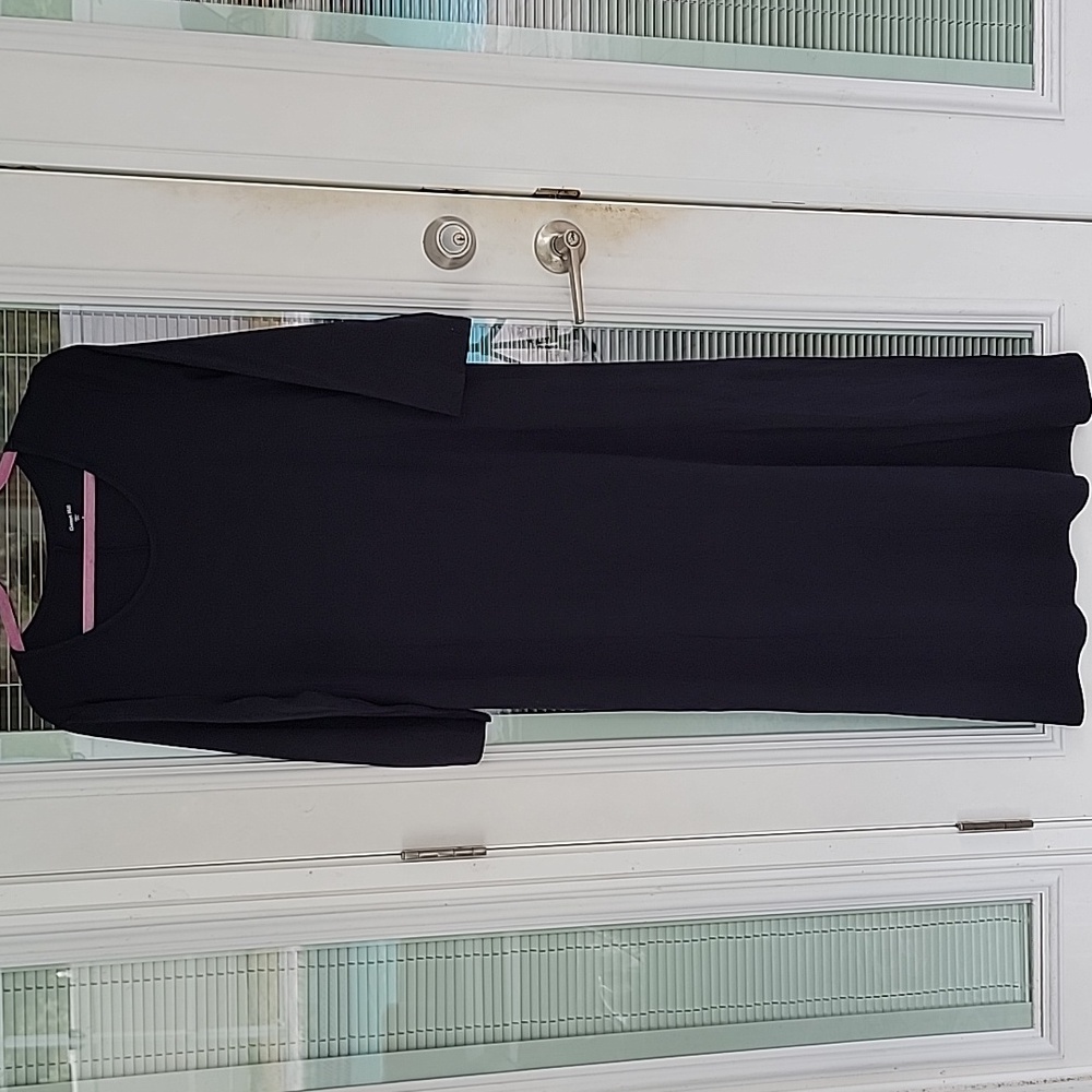Garnet Hill T Shirt Maxi Dress Sz M Navy Blue Scoop Neck 3/4 Sleeves